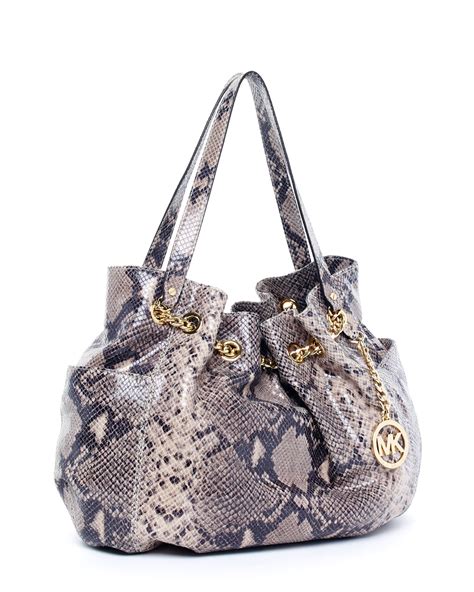 michael kors jetset python embossed patent tote|MICHAEL Michael Kors Jet Set Medium Chain Python.